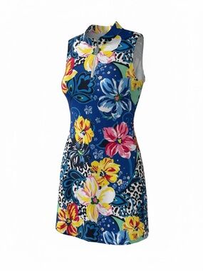 Sleeveless Floral Mini Dress in Blue